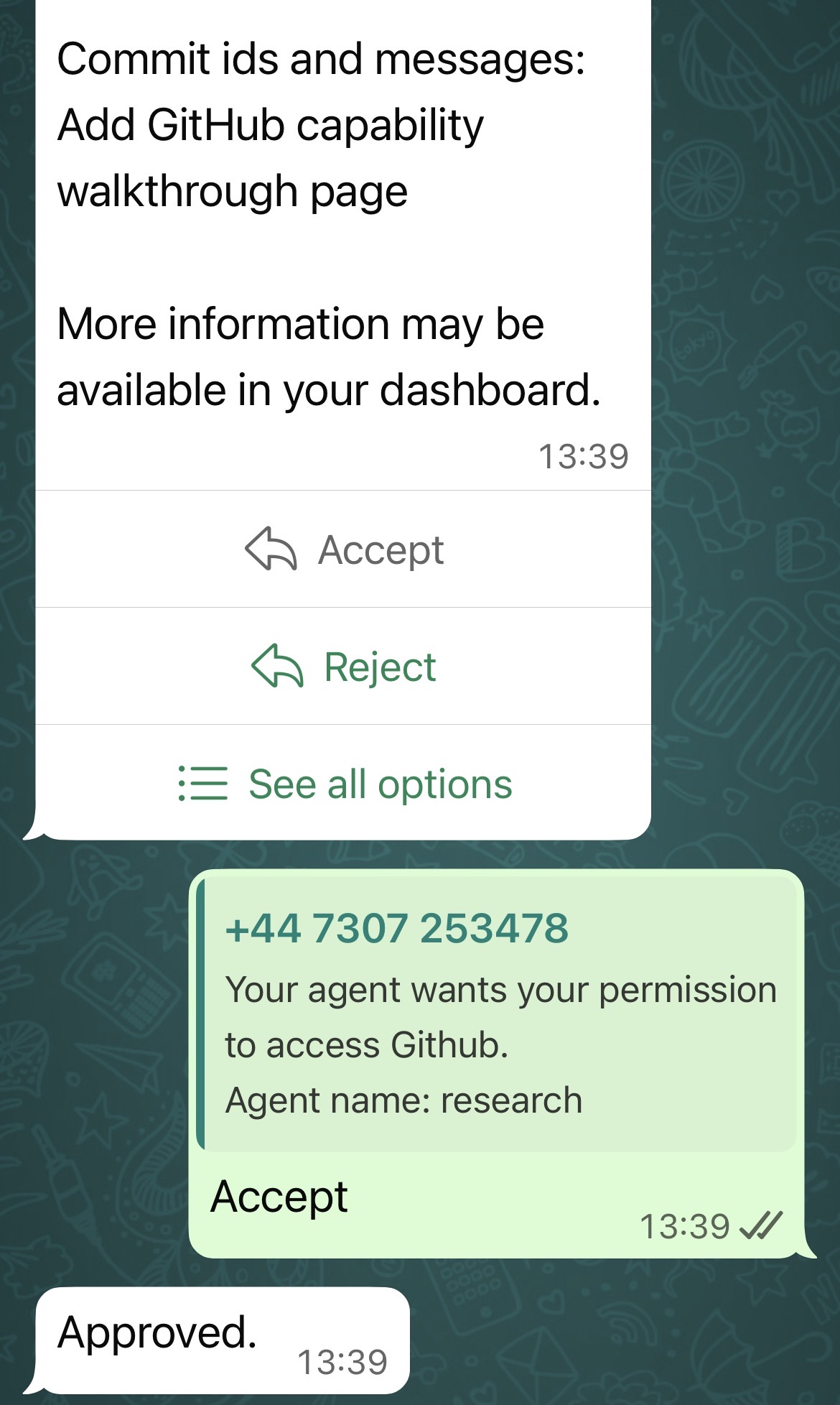 WhatsApp permission request